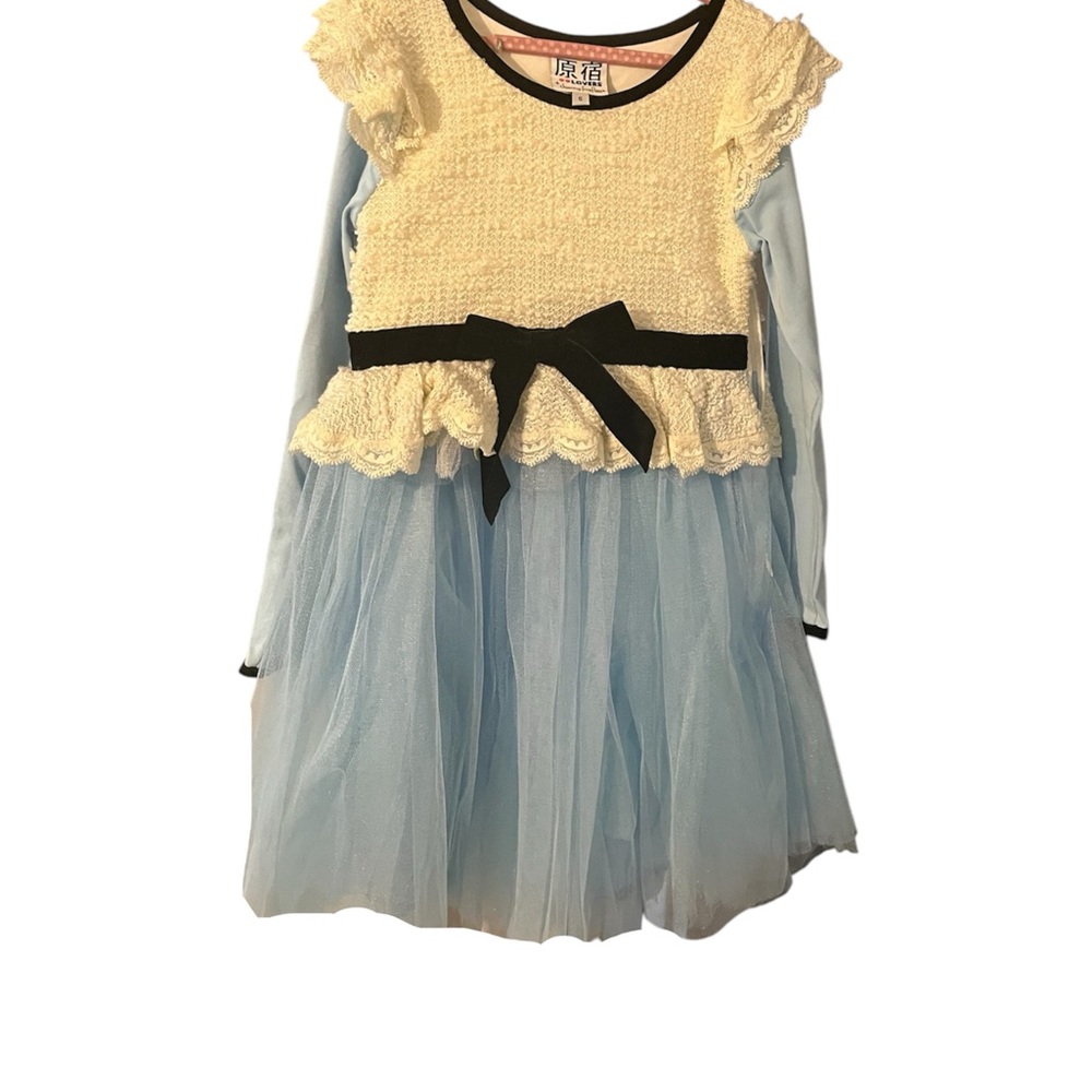 Blue and Cream Kids Dress (knit top)
